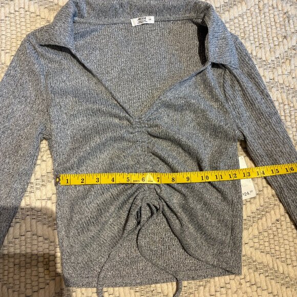 NWT - Ardene Collared Scrunch Front Ribbed Knit Crop Top (L) - Picture 5 of 6